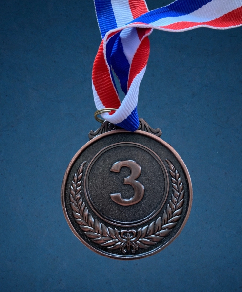 Medaille aus Metall Platz Nr. 3 (Bronze)