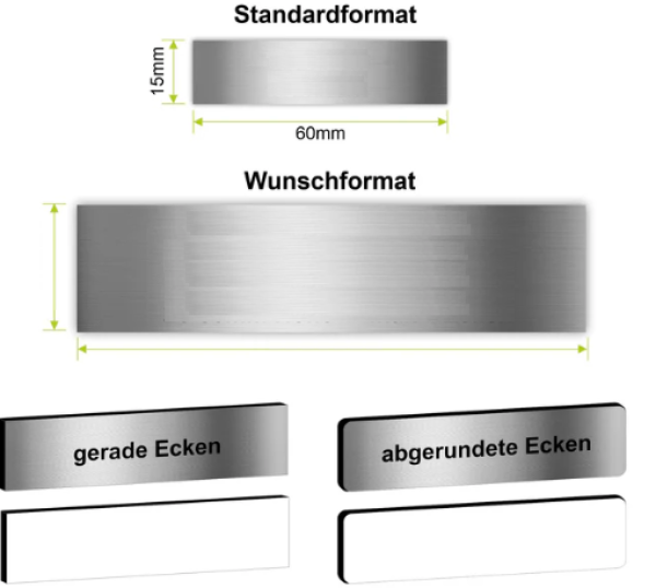 Klingel-/ Briefkastenschild silber/Schwarz